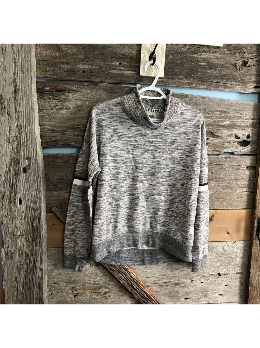𝅺PINK Victoria's Secret Size Small Light Grey Cowl Neck Sweatshirt